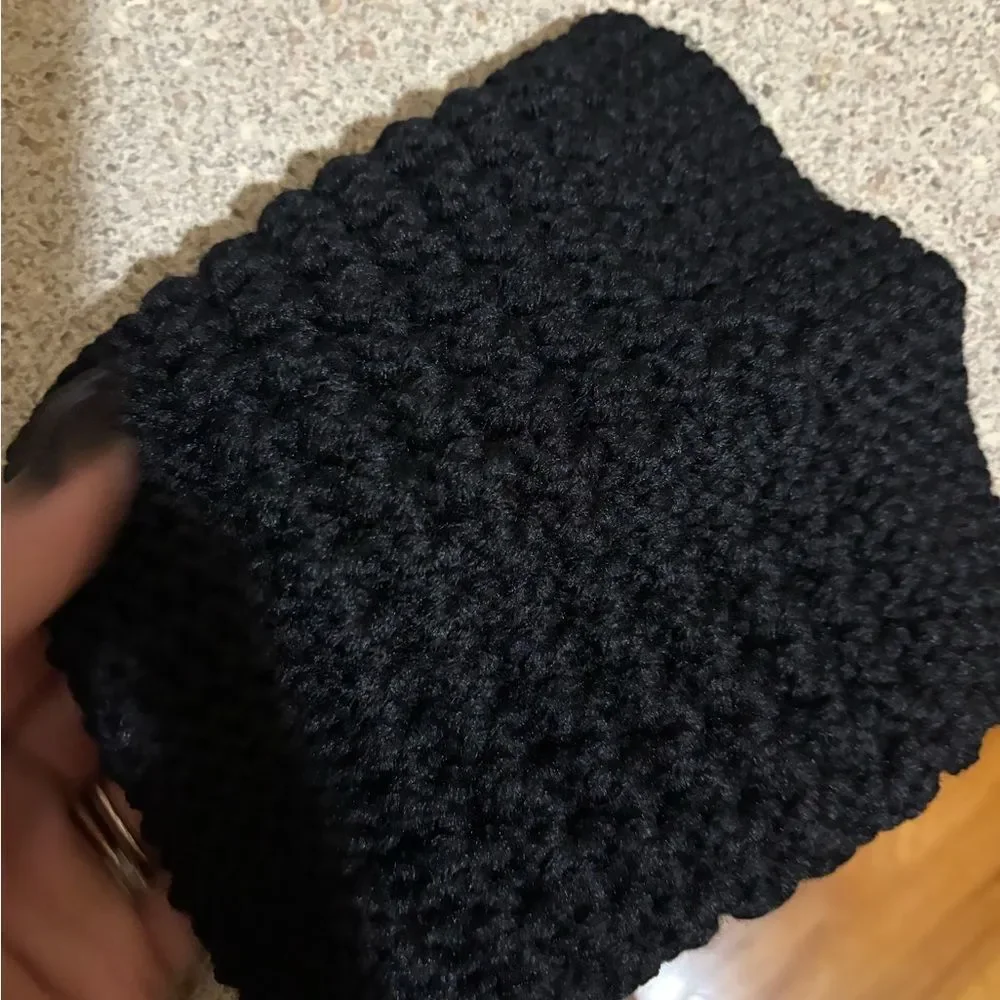 Handmade Black Knit Scarf